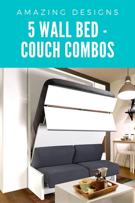 Best wall murphy bed with built-in couch combo. Great for apartments and condos. Murphy Couch Bed, Murphy Bed With Couch Ideas, Murphy Bed Ideas Wall Units Built Ins, Murphy Bed Couch Combo Diy, Murphy Bed And Couch, Couch Murphy Bed Combo, Wall Bed Sofa, Diy Murphy Bed With Sofa, Murphy Bed Sofa Combo