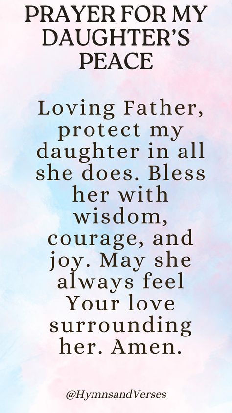 A prayer for a daughter’s protection, wisdom, courage, and joy, filled with God’s love. Pray For Daughter, Prayers For Young Women, Prayer For Daughter Protection, Prayer For My Daughter, Prayer For Daughter, Prayers For My Daughter, Prayer For Mothers, Uplifting Quotes Positive, Healing Prayer