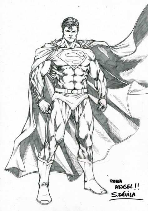 Superman Drawing Sketches, Superman Sketch Pencil, Super Man Drawing, Superman Art Drawing, Art Class Drawing, Superman Sketch, Superman Comic Art, Superman Coloring Pages, Superman Drawing