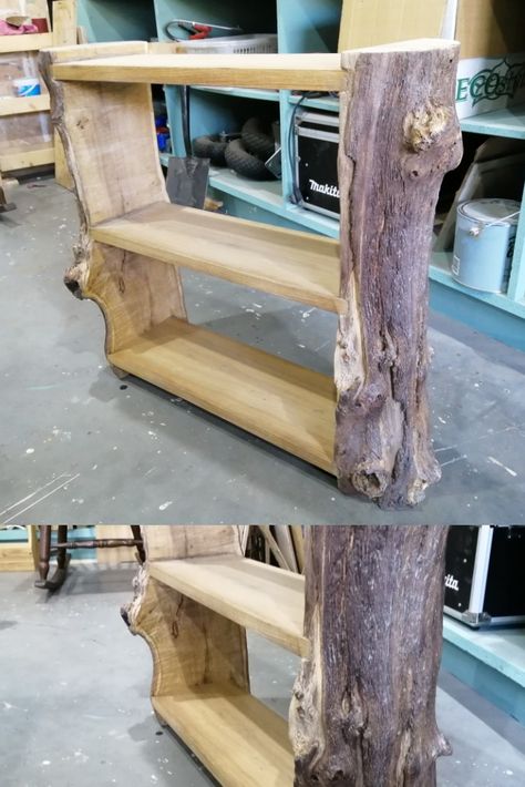 Milled Wood Projects, Cedar Furniture Ideas, Kitchen Bookshelves, Rustic Hickory Kitchen Cabinets, Deer Mount Decor, Tree Library, Live Edge Wood Furniture, Cedar Wood Projects, Log Ideas