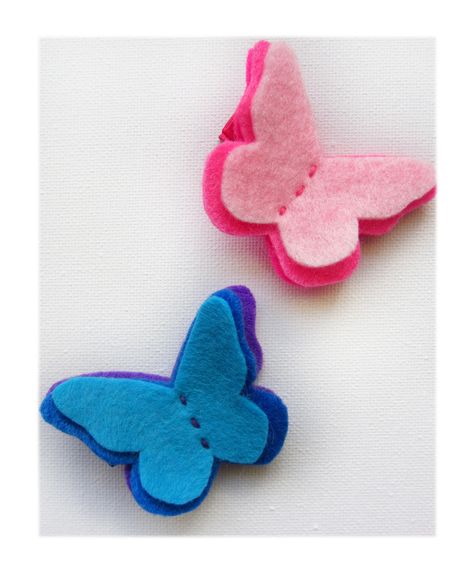 Felt Butterflies Pattern, Diy Felt Butterfly, Felt Butterfly Pattern, Felt Butterflies, Felt Butterfly, Felt Flowers Patterns, Butterfly Hair Clips, Felt Crafts Patterns, Felt Crafts Christmas