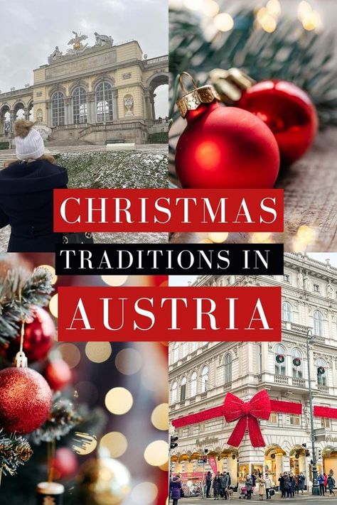 collage of pictures of austria at christmas times with text christmas traditions in austria Austrian Christmas, Switzerland Christmas, Vienna Christmas, Ward Christmas Party, Christmas Experiences, December Holidays, Austria Travel, Europe Winter, Advent Wreath