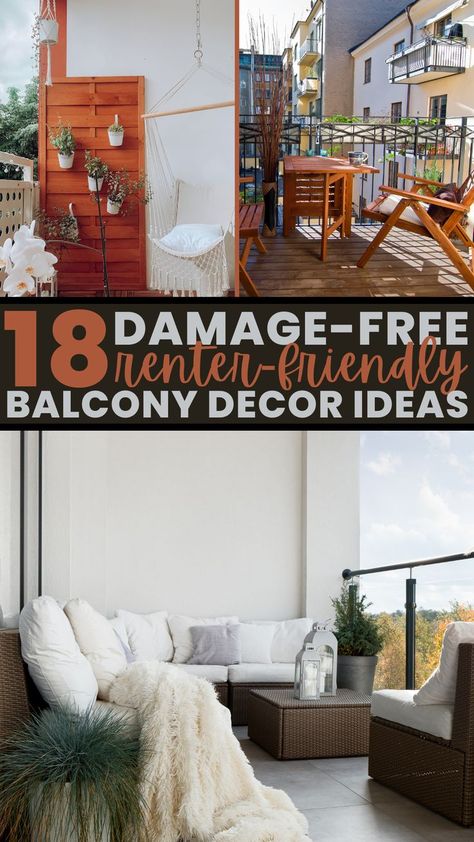 Ready to finally turn that boring, cheap-looking rental balcony of yours into your dream space? Use my top 18 ideas on rental balcony makeover & balcony decor that won't make you lose your security deposit! Diy Apartment Balcony Ideas, Rental Patio Ideas On A Budget, Brick Balcony Ideas, Balcony Oasis Ideas, Rental Balcony Ideas, Apartment Balcony Ideas On A Budget, Renter Friendly Balcony Ideas, Cheap Balcony Ideas, Balcony Shade Ideas Apartment