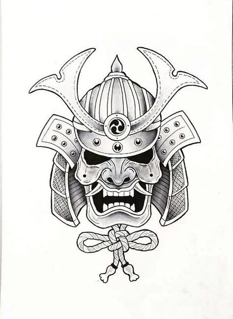 Samurai Helmet Tattoo Design, Ronin Mask Tattoo, Samurai Mask Tattoo Warriors, Samurai Tattoo Design Ideas For Men, Samurai Tattoo Stencil, Japanese Samurai Mask Tattoo, Shogun Tattoo, Geometric Tattoo Hand, Samurai Mask Tattoo