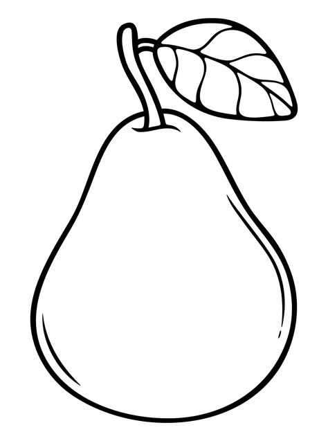 Printable Pear Coloring Pages Pear Template Free Printable, Pear Drawing Simple, Free Fruit Printables, Pear Coloring Page, Fruit Templates Free Printable, Pear Template, Fruit Coloring Pages Free Printable, Pear Pictures, Pear Craft