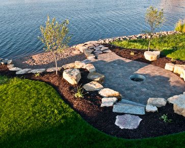 Lakefront - beach style. Could fake this in a smaller scale...pond pool! Beach House Landscaping, Lake Landscaping, Plans Architecture, Lakefront Property, Pond Landscaping, House Landscaping, Front Landscaping, Low Maintenance Landscaping, Front House