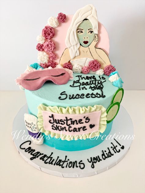 Esthetician Graduation Cakes, Spa Graduation Party, Esthetician Birthday Cake, Esthetician Cupcakes, Esthetician Party Decorations, Esthetician Graduation Party, Esthetician Party Ideas, Esthetician Cake Ideas, Esthetics Graduation