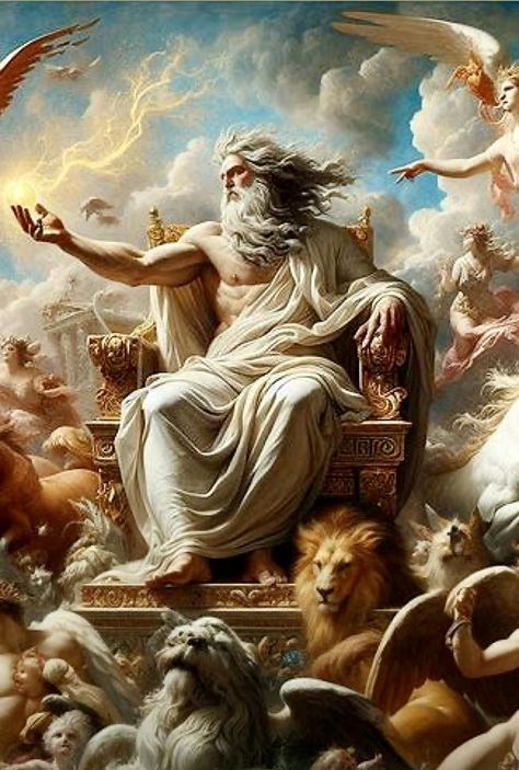 Greek Mythology Art Ancient Greece Aesthetic, Zeus Aesthetic Greek Mythology, Zeus God Art, Zeus Art Greek Mythology, Zeus Painting, Zeus God Of Thunder, Zeus Greek God, Greek Mythology Costumes, Zeus Aesthetic