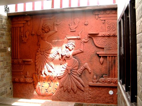 kreative brahma | creativebrahma Wall Relief Mural, Wallpaper For Home Wall, Wall Relief, Mural Art Design, Terracotta Wall Art, Buddha Wall Art, Terracotta Wall, Cement Art, Wall Painting Decor