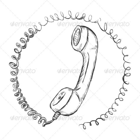 Telephone Handset  Cord spells Besties or sisters Telephone Drawing, Sketch Study, Telephone Vintage, Cartoon Clip, Phone Art, Vintage Telephone, Old Phone, Hand Draw, Vintage Tattoo