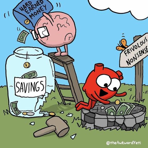 Heart Or Brain, Heart And Brain Comic, Heart Vs Brain, Awkward Yeti, The Awkward Yeti, Heart And Brain, Dark Comics, Dark Sense Of Humor, Don't Sleep