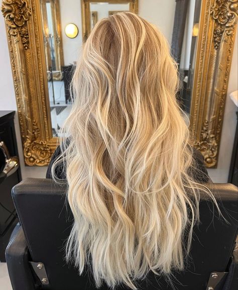 Bright Blonde Beach Hair, Beach Blonde Highlights On Blonde Hair, Bright Blonde Hair With Highlights, Platinum Blonde Hair Yellow Tone, Bright Beach Blonde Hair, Iconic Instagram Pictures, Bright Honey Blonde Hair, Full Blonding, Light Blonde Hair Color Ideas