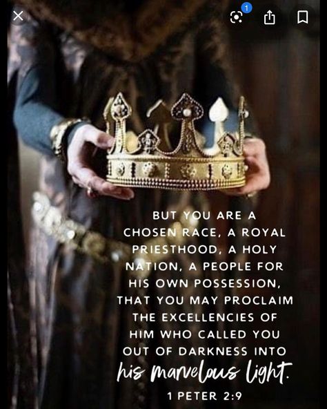 God says, “You Are a Chosen Generation, A Royal Priesthood, A Holy Nation. His own special people.” #1Peter2:9 #chosengeneration… 1 Peter 2 9, A Bible Verse, 1 Peter, A Quote, Bible Verse, Bible, Crown, Gold, Instagram