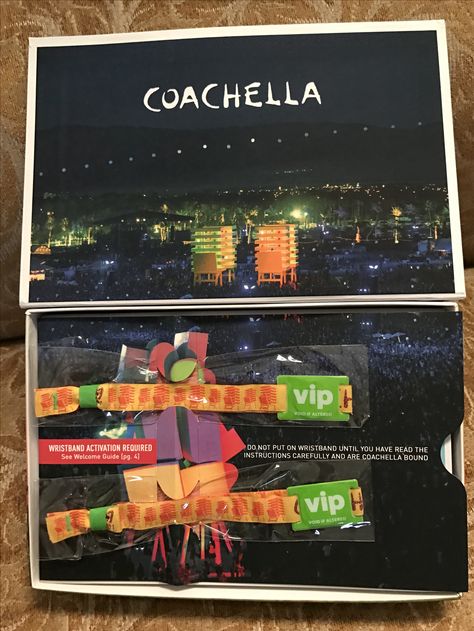 COACHELLA 2017 box with VIP wrist bands. Coachella Vip Lounge, Coachella Vip, Event Wristband, Coachella Tickets, Pr Kit, Coachella Vibes, Coachella 2017, Rock History, Vip Tickets