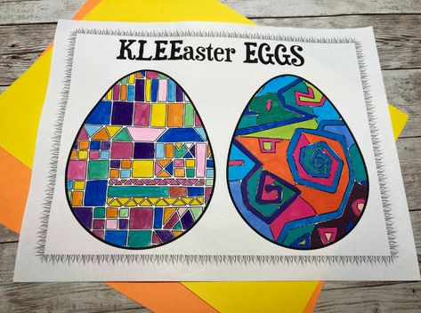 Easter Egg Template Inspired By Paul Klee 16 More Printable Egg Templates! Famous Artists For Kids, Fun Art Projects, Sensory Science, Easter Egg Template, Egg Template, Egg Artwork, Adaptive Art, Camp Activities, Summer Preschool