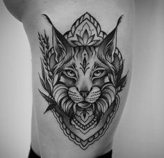 Lynx Tattoo, Mandala Hand Tattoos, Flower Tattoo Shoulder, Ornamental Tattoo, Cat Tattoos, Tattoo Flash Art, Back Tattoos, Mandala Tattoo, Couple Tattoos