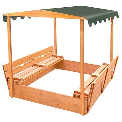 Badger Basket 46.5-in x 46.5-in Multiple Colors/Finishes Square Wood Sandbox in the Sandboxes department at Lowes.com Pallet Fort, Sandbox With Canopy, Built In Bench Seating, Sand And Water Table, Bench Seats, Dry Sand, Outdoor Beds, Built In Bench, Frame Wood