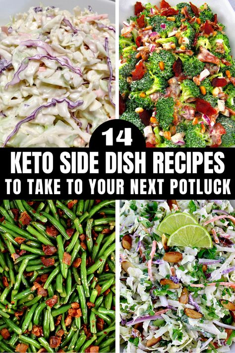 Not sure what to take to your next potluck?  No worries, these Keto sides are just what you are looking for.  Made with all healthy ingredients and loaded with great flavor, even the pickiest eaters will absolutely love these low carb sides! Keto Side Dish, Cauliflower Potatoes Salad, Carb Sides, Southern Greens, Potluck Side Dishes, Bacon Cauliflower, Keto Sides, Broccoli Salad Bacon, Shrimp Salad Recipes