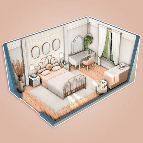 Pink White Bedroom, Sims 4 Pack, Young Adult Bedroom, Sims 4 Loft, Sims 4 Houses Layout, Lotes The Sims 4, Sims Freeplay Houses, Parents Bedroom, Cute Bedroom