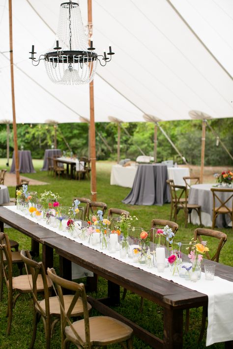 Very Simple Wedding Table Decor, Decorating Rafters For Wedding, Wildflower Wedding Decorations Wedding Table Decor, Spring Arbor Wedding, No Flower Centerpieces Wedding, Simple Wedding Tables, Wildflower Table Setting, Minimalist Table Setting Wedding, Wedding Arch Alternative