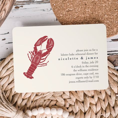 Lobster Bake Rehearsal Dinner, Rehersal Dinner Invitations, Lobster Party, Vintage Lobster, Lobster Boil, Lobster Bake, Rehearsal Dinner Outfits, Wedding Rehearsal Dinner Invitations, Rehearsal Dinner Invitation