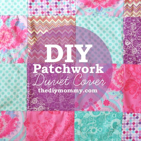 Sew a Patchwork Duvet Cover. Serge the seams (or zig zag) so that it will survive lots of washings. Use a sheet for back of duvet. Diy Duvet, Duvet Cover Diy, Diy Mommy, Quilt Duvet Cover, Modern Duvet Covers, Quilt Duvet, Best Duvet Covers, Bright Fabrics, Quilted Duvet Cover