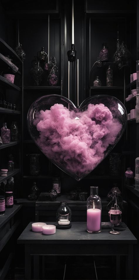 Learn the secrets of alchemy and create a magical love potion with this easy tutorial. You'll need some heart-shaped pink bottles, some herbs, and a lot of love 💖 Potion Brewing, Darkest Black Color, Black Color Palette, Valentine's Day Games, Heart Sketch, Pink Bottle, Digital Art Gallery, Love Potion, Magic Aesthetic