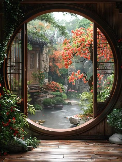 Chinese Garden Aesthetic, Chinese House Aesthetic, Japanese Temple Interior, Asian Mansion, Japanese Mansion, Place Aesthetic, Aesthetic Architecture, Chinese Temple, Asian Landscape