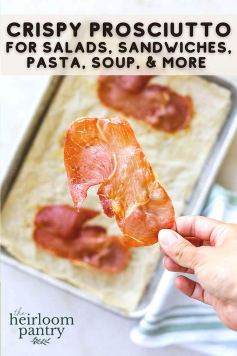 Pruchutto Appetizer, How To Eat Prosciutto, Crispy Prosciutto Salad, Ways To Fold Prosciutto, What To Do With Prosciutto, Prosciutto Recipes Breakfast, Prosciutto Salad Recipes, Proscuitto Recipe Pasta, Crispy Prosciutto Recipes