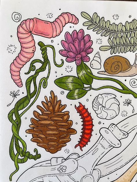 Forest Floor Drawing, Forest Doodles, Forest Drawing, Doodle Ideas, Long Car Rides, Dot Journals, Car Rides, Forest Floor, Floor Colors