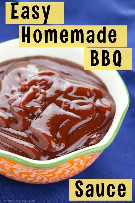 A quick and easy homemade BBQ sauce recipe with ketchup and brown sugar! #bbq #grilling #sauce #kidsinthekitchen #condiments #wheredmysanitygo Easy Homemade Bbq Sauce, Easy Bbq Sauce, Bbq Sauce Homemade Easy, Make Bbq Sauce, Sauce Cocktail, Homemade Bbq Sauce Recipe, Homemade Bbq Sauce, Pulled Beef, Brown Sugar Recipes