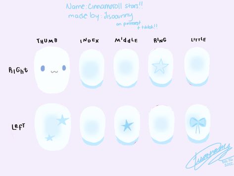 Cinnamon Roll Inspired Nails, Cinamoroll Inspired Nails, Cinnamoroll Nail Design, Cinnamonroll Sanrio Nails Short, Sanrio Nail Art Simple, Cinnamonroll Nails Designs, Cute Cinnamoroll Nails, Cinnamoroll Nails Simple, Cinamoroll Nails Simple