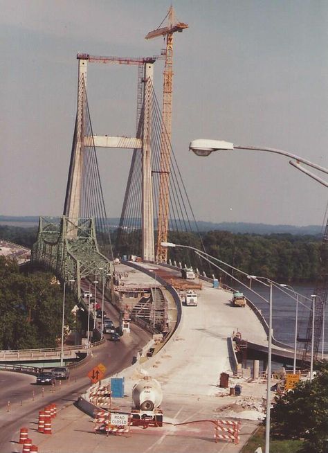 MacArthur and the Great River Bridge in 1993 Cantilever Bridge, Burlington Iowa, Bridge Construction, River Bridge, Great River, Arch Bridge, Over The River, Mississippi River, Scenic Routes