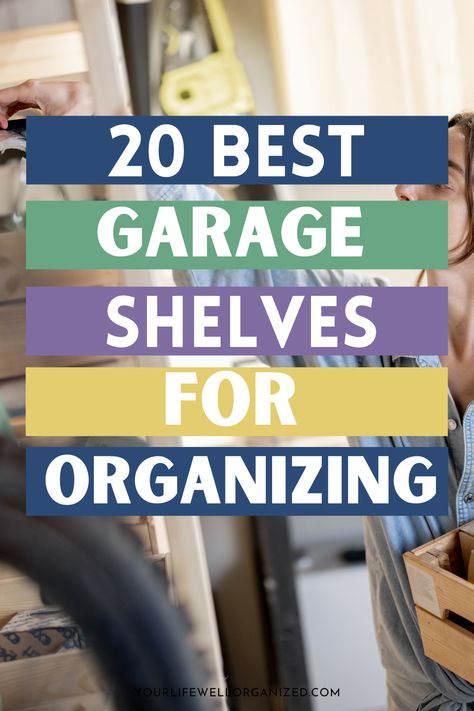 woman putting things away on a shelf in the garage storage shelf with text overlay Diy Overhead Garage Storage, Rolling Shelves, Smart Garage, Garage Storage Ideas, Overhead Garage Storage, Declutter And Organize, Garage Storage Shelves, Garage Organization Diy, Garage Organize