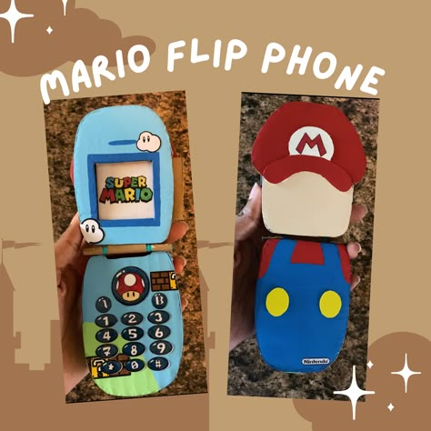 Stitch Flip Phone Template, Cardboard Flip Phone Template, Diy Flip Phone, Cardboard Flip Phone, Flip Phone Template, Bluey Craft, Cardboard Phone, Mario Diy, Phone Craft