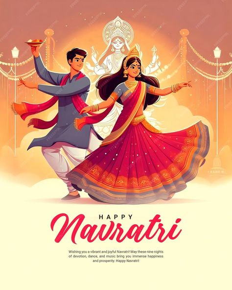 Happy Navratri and Shubh Navratri with Garba Couple celebration social media post template | Premium AI-generated PSD Garba Couple, Navratri Garba, Nature Background Images, Social Media Post Template, Logo Psd, Nature Background, Happy Navratri, Free Business Card Mockup, Card Banner