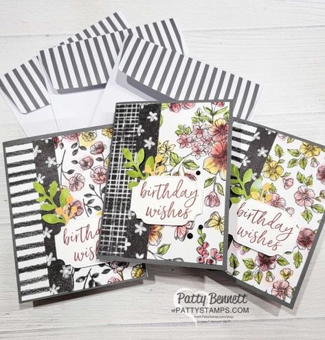 Patty Bennett Cards, Birthday Gift Card Holder, Stampin Up 2022 2023, Create Birthday Card, Patty Bennett, Black And White Cards, Designer Paper Cards, Card Making Templates, Free Stamps