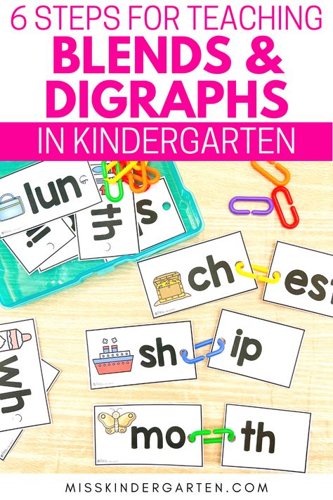 Building words with links Blend Practice Kindergarten, Digraph Games Kindergarten, Blending And Segmenting Kindergarten, 1st Grade Blending Activities, Blending Sounds Activities Kindergarten, Blends Activities Kindergarten, Digraph Activities Kindergarten, Kindergarten Blends, Kindergarten Digraphs