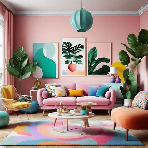 The Magical World of Dopamine Décor - Woodgrain Dopamine Decor Bedroom, Home Modern Interior, Dopamine Design, Modern Interior Design Ideas, Colorful Room, Colorful Room Decor, Colour Themes, Colorful Apartment, Dopamine Decor