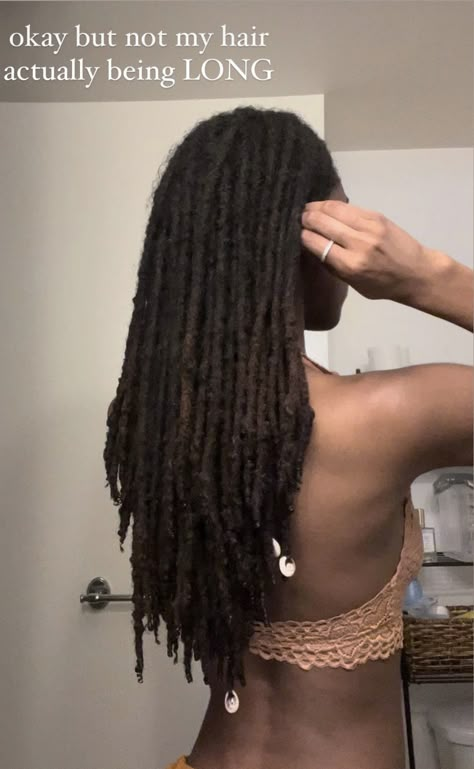 Loose Locs, Long Healthy Locs, Black Women Long Locs, Big Locs, Locks Black Women Aesthetic, Waist Length Locs Black Women, Thick Long Locs, Dreadlocks Black Women, Long Natural Dreads Black Women