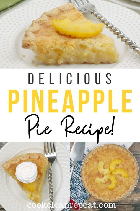 This delicious pineapple pie recipe is super easy to make and perfect for any time of year! It is bursting with fresh fruit flavor everyone will love!This pineapple pie is so tasty. It is perfect for the holidays as well as all year long. It is an easy pineapple pie recipe too so even if you are not a big pie fan you will be able to make this one come out perfectly!If you are looking for other delicious pie recipes you are in luck, I have a tons…even some that don’t require baking, doe… Pineapple Pie Recipe, Beef Pot Pie Recipe, Baked Chocolate Pudding, Pineapple Pie, Yummy Pie Recipes, Chocolate Pudding Cake, Dessert Board, Chocolate Peanut Butter Fudge, Pineapple Desserts