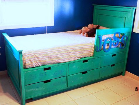 Twin Bed With Drawers, Cama Closet, Diy Twin Bed, Girls Bedroom Storage, Diy Storage Bed, Kids Bedroom Storage, Kids Beds With Storage, Ideas Habitaciones, Diy Bedroom Storage