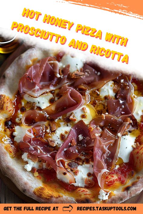 Indulge in a culinary masterpiece with our Hot Honey Pizza featuring savory prosciutto and creamy ricotta. This recipe combines the perfect balance of spicy sweetness and rich flavors for a memorable pizza night. Discover how to make this gourmet pizza at home, complete with step-by-step instructions and pro tips to impress your taste buds. Perfect for a cozy dinner or entertaining guests, this dish is sure to become a staple in your recipe collection. Explore more delicious ideas to elevate your homemade pizza game. Prosciutto Ricotta Pizza, Prosciutto Burrata Pizza, At Home Pizza Night, Hot Honey Pizza, Prosciutto Pizza Recipes, Pizza With Prosciutto, Honey Pizza, Ricotta Pizza, Pizza Oven Recipes