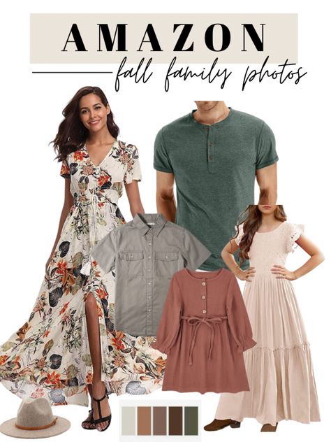 Family Photos Floral Dress, Women’s Family Photo Outfit, Dress For Fall Pictures, Floral Family Pictures Outfits, Floral Dress Family Pictures, Family Photos With Floral Dress, Fall Family Photo Dresses For Mom, Dusty Pink Family Pictures, Fall Family Photos Dusty Rose