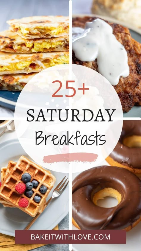 These Saturday breakfast ideas include my favorite weekend recipes that are perfect for enjoying with friends and family Saturday morning! From easy breakfast casseroles to Danish stuffed pancakes, there's something here for every skill level. Make this weekend extra special with any of these delicious recipes! BakeItWithLove.com Easy Breakfast Ideas Family, Saturday Baking Ideas, Weekend Family Breakfast Ideas, Sour Cream Breakfast Recipes, Quick Sunday Breakfast Ideas, Fun Family Breakfast Ideas, Weekend Breakfast Ideas Kids, Fun Weekend Breakfast Ideas, Easy Saturday Breakfast Ideas