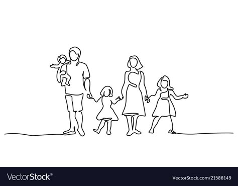 Happy Family Drawing Sketch, Family Of 5 Drawing, Family Of 5 Aesthetic, Family Of 4 Drawing, Happy Family Drawing, Family Drawing Illustration, Dad Drawing, Family Sketch, Drawing Happy