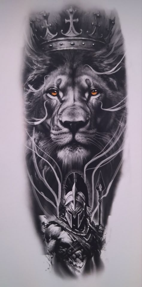 Majestic Lion Tattoo, Roaring Lion Tattoos For Men, Lion Tattoo Design Forearm, Lion Spartan Tattoo, Lion Tattoo Leg, Lion And Jesus Tattoo, Realistic Lion Tattoo Design, Animal Hand Tattoo, Lion And The Lamb Tattoo