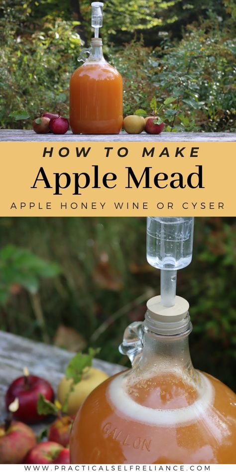 Apple Mead Recipe 1 Gallon, Cyser Recipe, Mead Recipe 1 Gallon, Homemade Mead, Mead Brewing, Viking Recipes, Mead Recipes, Homemade Liqueur, Homemade Liqueur Recipes