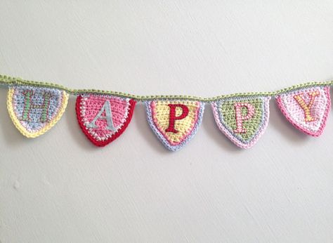 Crochet Happy Birthday, Birthday Flags, Happy Birthday Bunting, Happy Birthday Signs, Birthday Bunting, Felt Letters, Birthday Sign, Free Gift Wrapping, Crochet Ideas