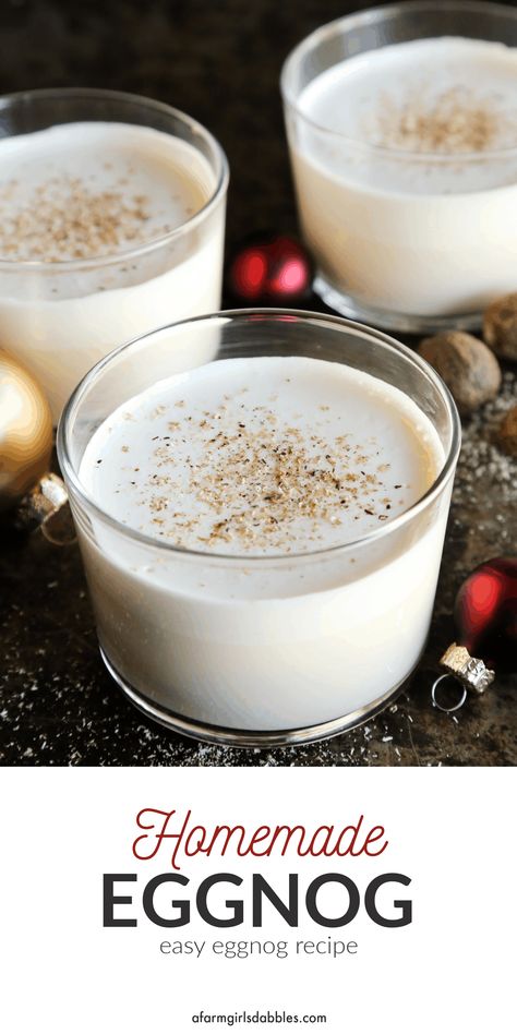 An easy Homemade Eggnog recipe for the holidays. Once you learn how to make eggnog, you'll never go back to store-bought again! #eggnog #homemade #christmas #holiday #cocktail Egg Nog Recipe Easy, Blended Recipes, Make Eggnog, Homemade Eggnog Recipe, Alcoholic Eggnog, How To Make Eggnog, Christmas Beverages, Eggnog Recipe Homemade, Slushy Drinks